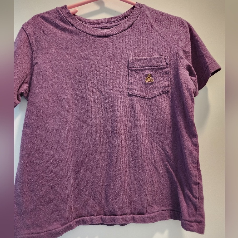 Baby GAP sz3 Purple T-Shirt Bear Logo Pocket Tee Kids‎ Top Valentine's Day